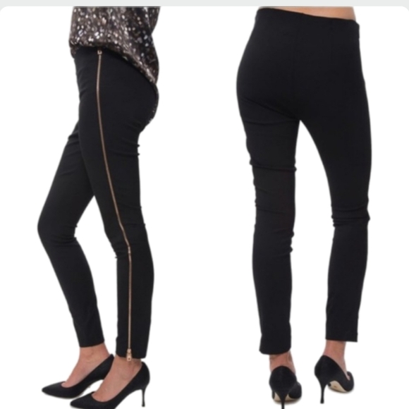 RAG & BONE Black Chapel Zip Legging Pants Size 4 Gold Hardware Designer EUC - Picture 2 of 11
